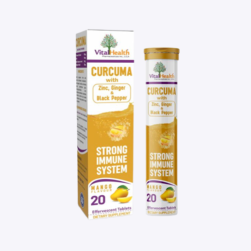 Vital Health Curcuma w/Zinc Ginger & Black Pepper Mango Flavour