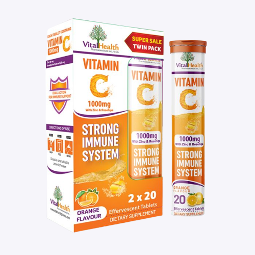 Vital Health Vitamin C 1000MG w/Zinc & Rose Hips Orange Flavour