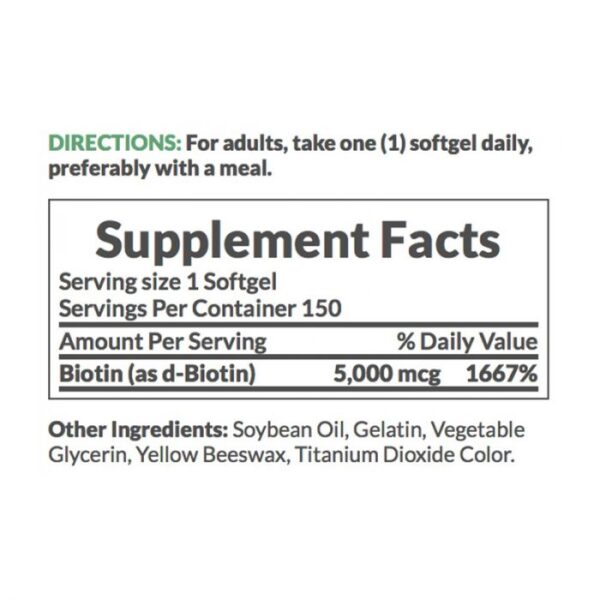 Nature’s Bounty Biotin 5000mcg Softgels