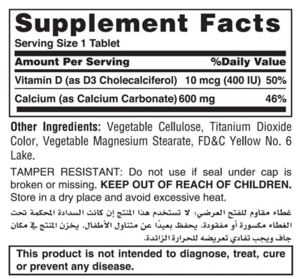 Nature’s Bounty Calcium 600 + D 30 Tablets