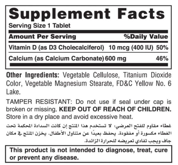 Nature’s Bounty Calcium 600 + D 60 Tablets
